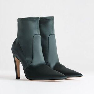 Good American The Icon Satin Boots, Green | Size 10